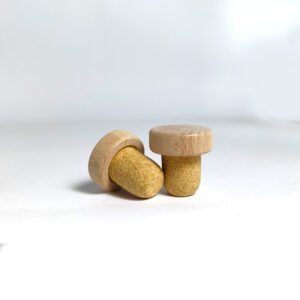 Т-корк с Дървена нелакирана капачка в натурален цвят и микрокорк тапа – 30×10×ф18,5мм