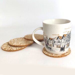 coaster white 5 Коркови подложки за чаши – 4 бр.